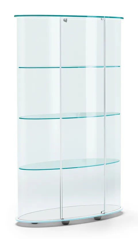 ויטרינה מוארת Palladio uno של FIAM מזכוכית מכופפת עם שלושה מדפים