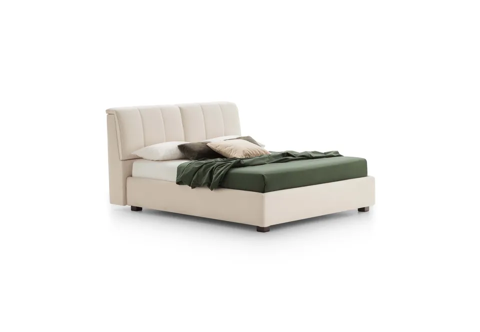 מיטה מרופדת Inside של LeComfort עם ראש מיטה לאחסון בתפרים אנכיים