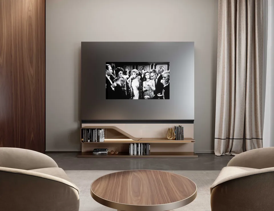 יחידת טלוויזיה Movie Porta TV Special של Reflex Angelo עם זכוכית Mirror View ומדף Segno
