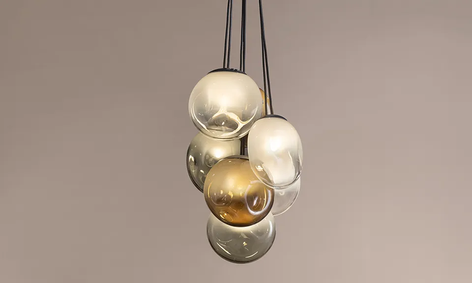 מנורה תלויה Sphera של Sovet מזכוכית מוראנו בטקסטורת ירח