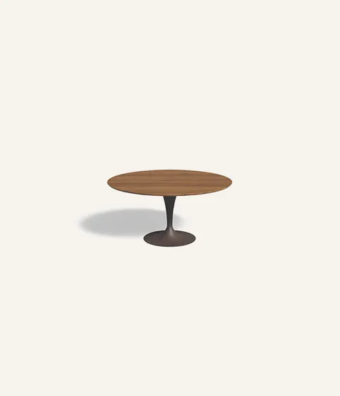 שולחן עגול עם משטח עץ Flute Wood של Sovet Italia