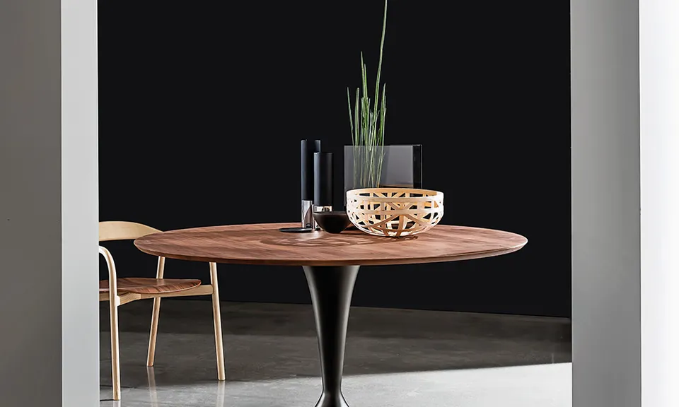 שולחן עגול עם משטח עץ Flute Wood של Sovet Italia — תמונה 5