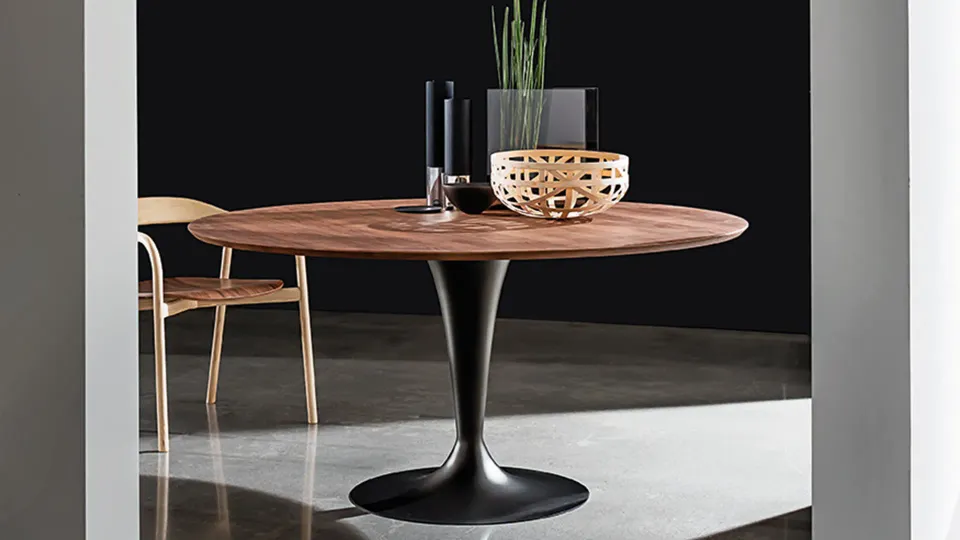 שולחן עגול עם משטח עץ Flûte Wood של Sovet