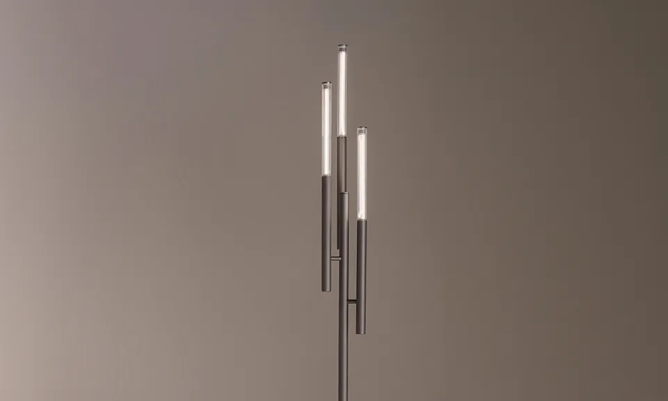 מנורת רצפה Willow free standing של Sovet מזכוכית Pyrex ומתכת