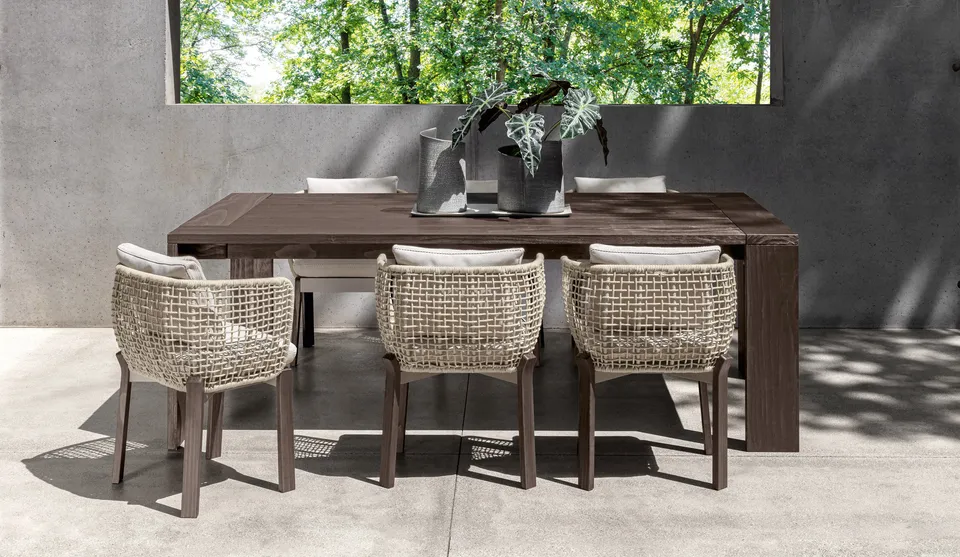 שולחן אוכל מלבני Argo//Wood 220×110 של Talenti עם משטח שלבי עץ