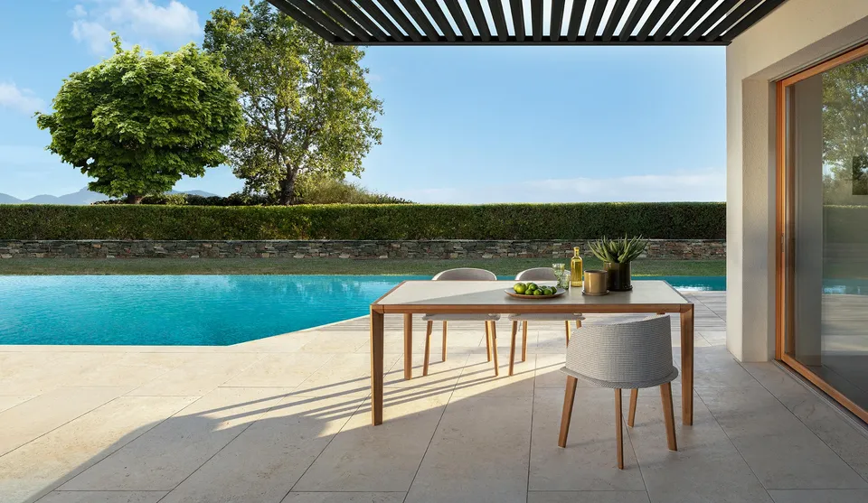 שולחן אוכל CleoSoft//Wood 220×100 של Talenti עם משטח אבן פורצלן