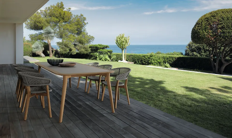 שולחן אוכל מטיק עם משטח HPL Moon Teak 200×100 של Talenti — תמונה 2