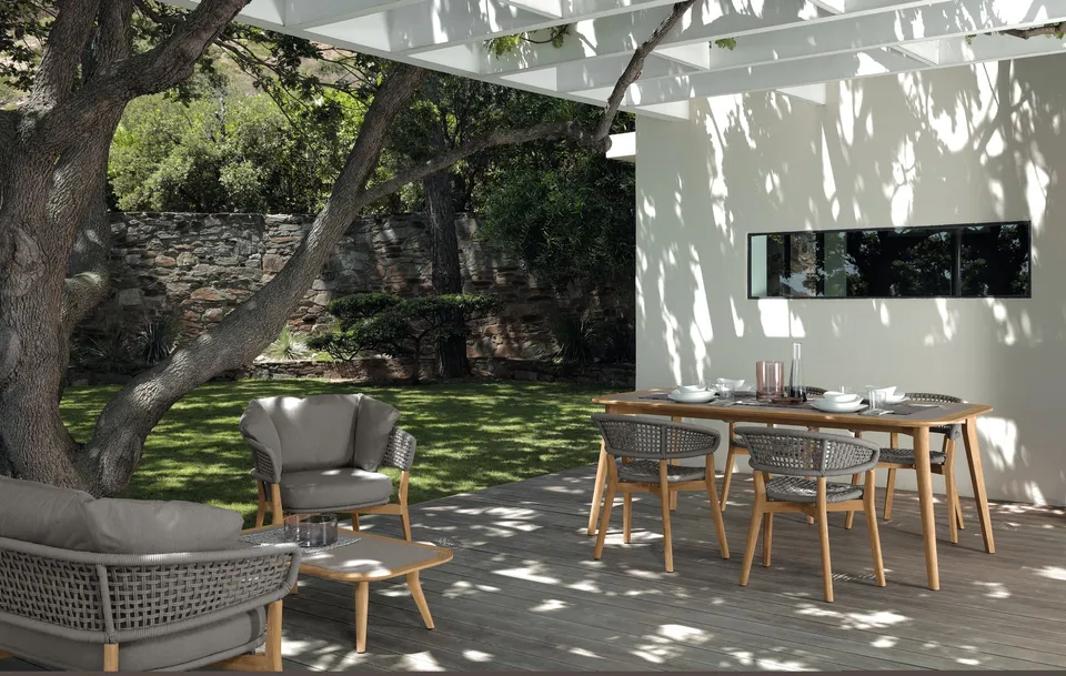 שולחן אוכל מטיק עם משטח HPL Moon Teak 200×100 של Talenti — תמונה 3