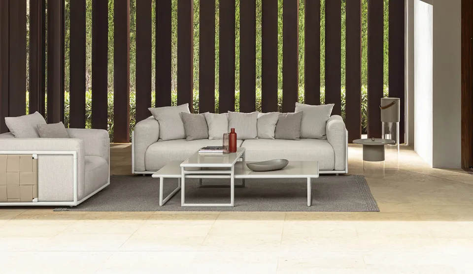 שולחן קפה גדול Tressé 160×90 של Talenti עם משטח אבן לבה