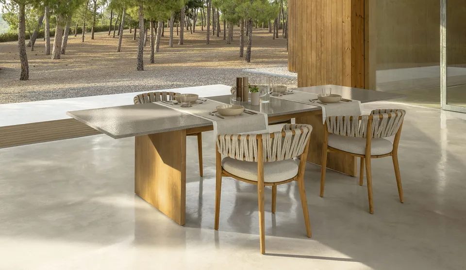שולחן אוכל Venice 220×100 של Talenti עם משטח אבן לבה מבריק